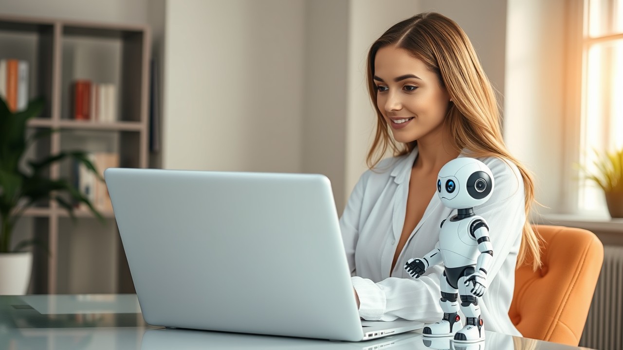 A woman working with her AI Agents